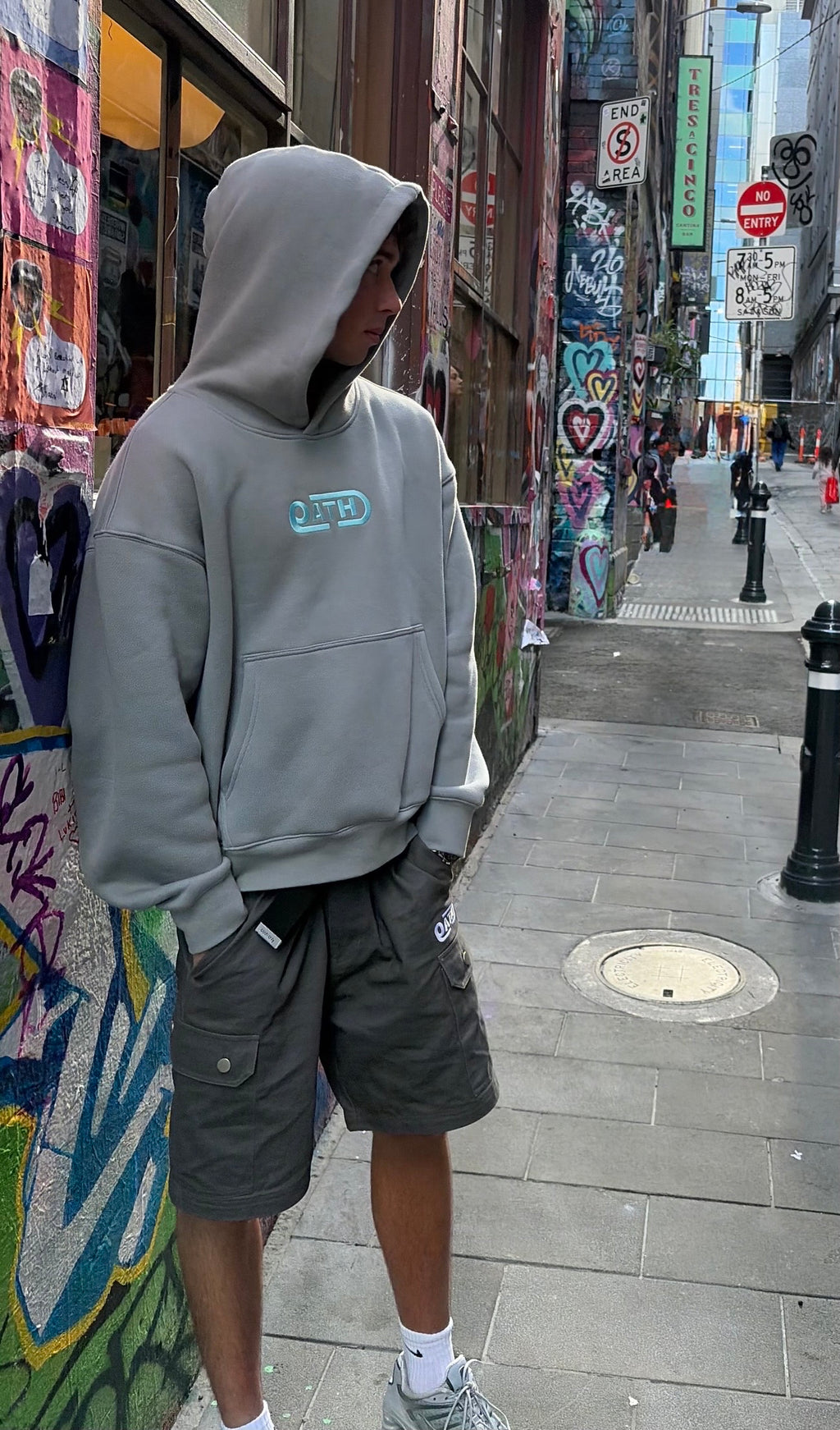 OATH Logo Hoodie - Stone Grey
