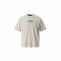 Cream OATH piped crewneck tee, front view on form