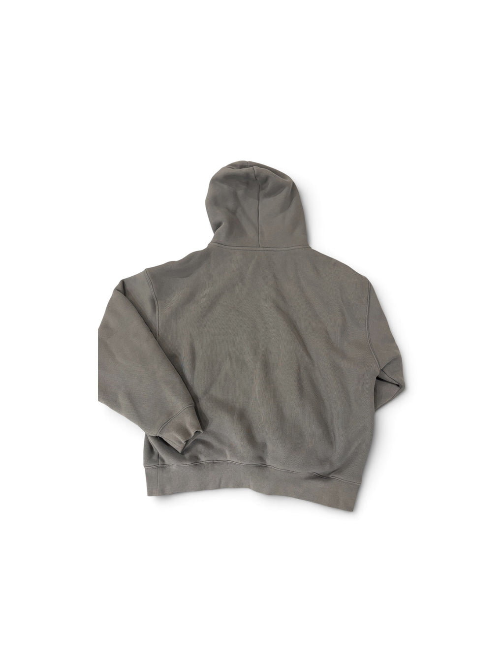Stone grey OATH logo hoodie, back view flat lay