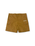 Mustard OATH cargo shorts, front view flat lay