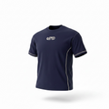 Navy OATH piped crewneck tee, front 3D render